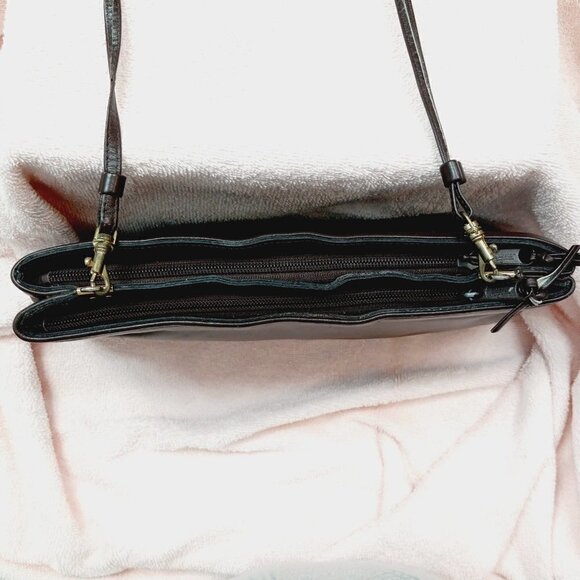 ETIENNE Aigner Purse Clutch Crossbody Genuine Dark Brown Leather.2 ZipTop Open - Picture 4 of 13